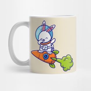 Cute Rabbit Astronaut Dabbing And Flying With Carrot Rocket Mug